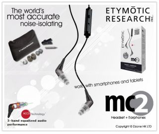 Etymotic Research MC2 In Ear Headphones w/ Mic Remote for Android