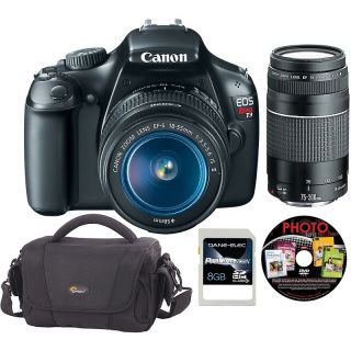 Canon EOS Rebel T3 12.2MP DSLR Camera with 2 Lenses, Bag, 8GB Card and