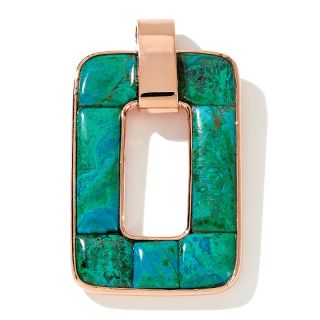 174 181 mine finds by jay king chrysocolla rectangular copper pendant