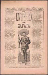 Emiliano Zapata Burial Entierro Broadside Poster Mexico