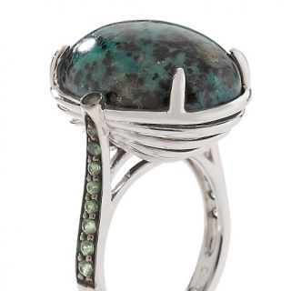 Heritage Gems Plume and Tsavorite Sterling Silver Ring at