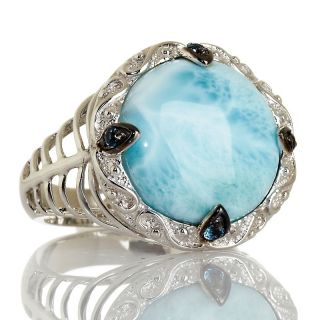 Opulent Opaques Larimar and London Blue Topaz Sterling Silver Ring