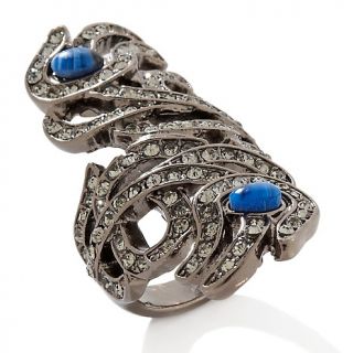 173 718 v by eva feather simulated lapis and pave crystal gunmetaltone