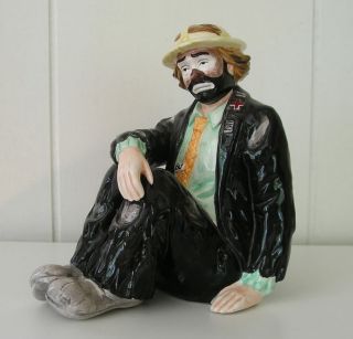 Emmett Kelly Jr. Collection Flambro Porcelain Clown Figurine Bookend
