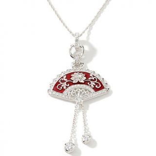 Victoria Wieck .94ct Absolute™ Red Enamel Fan Pendant with 18 at