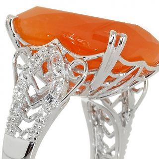 Opulent Opaques Orange Chalcedony and Topaz Silver Ring at