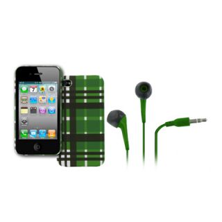 Empire Green Plaid Hard Stealth Case Stereo Headphones for Apple