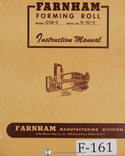 Farnham Operators 1258 E Forming Roll Machine Manual