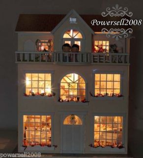  Custom European Style Wooden DollHouse Dolls House Furnitures Lighting