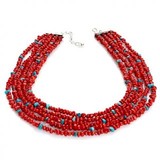 175 226 mine finds by jay king 5 row red coral and turquoise sterling