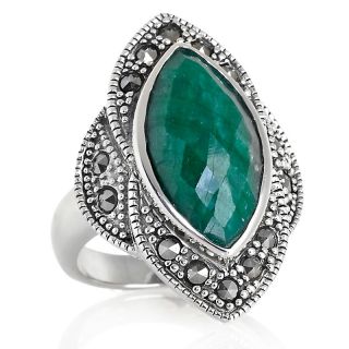 201 983 giardino marcasite and green corundum sterling silver marquise