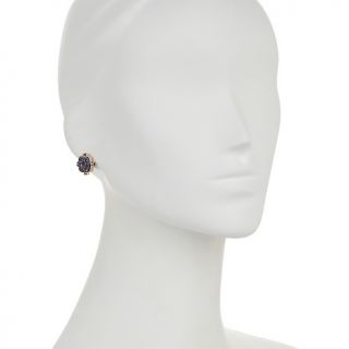 Violet Blush Drusy and Swiss Blue Topaz Rose Vermeil Earrings