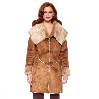 204 508 american glamour badgley mischka jeweled coat with faux fur