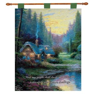 189 797 thomas kinkade meadow wood cottage tapestry 36 x 26 rating 1 $