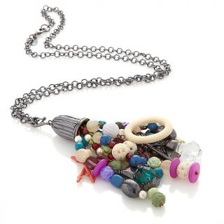 215 481 fern finds fern finds multicolor bead tassel pendant with 30