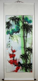 three noble plant in snow scroll in feng shui practice bamboo cherry
