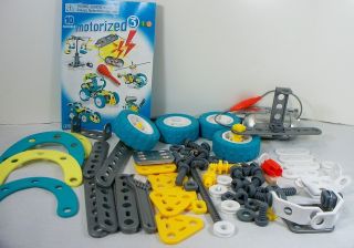  Erector Set Lot Wheels Gear Motors Boy Toy Building Set Storage Bucket