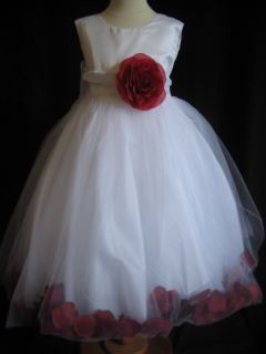 Apple Red Rose Petal Flower Girl Dress 2T 3T 4T 5 6 7