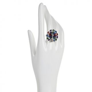 224 762 stately steel enamel and glitter multicolor peacock ring note