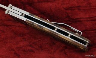 Enzo Knife Birk 75B Ocelot Poly Flat Grind CPM S30V Titanium Pocket