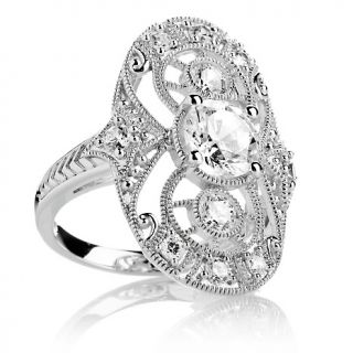 Absolute 2.12ct Sterling Silver Open Filigree Oval Shield Ring
