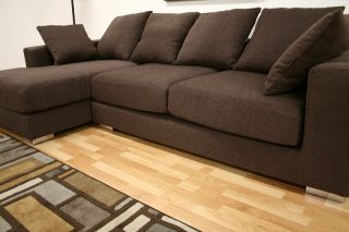 Twill Fabric Modern Sectional Sofa in Florence Brown
