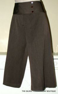 Fabrizio Gianni Stretch Cropped Pant Brown 12 Great with Boots