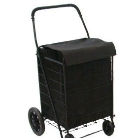 Extra Large Folding Cart with Matching Liner Black Strong Frame Folds