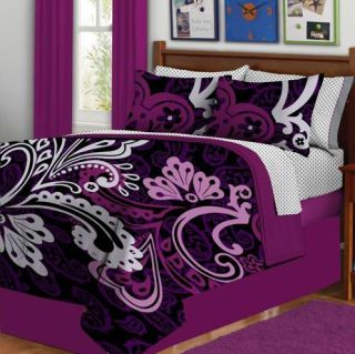   Purple Scroll Floral Comforter Bedding Set Size Twin XL Extra Long