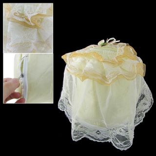Lace Overlay Cylindrical Facial Tissue Towel Box Holder Cover