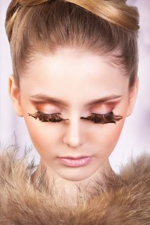  Brown Feather Hand Worked Reusable Eyelashes Adhesive Included