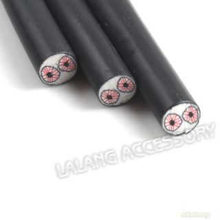 100x New Black Eyes Fimo Round Rod Canes Sticks Nail Art Decoration