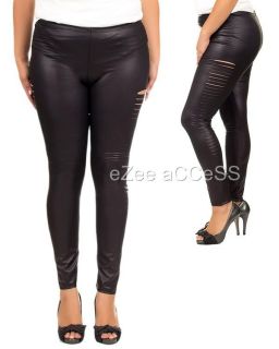 Sexy Womens Plus Size Leggings Tights Pants Wet Gothic Faux Leather