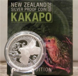 2009 New Zealand Kakapo Silver Proof Coin 999 Fine silver RARE