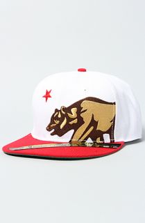 Dissizit The Side Bear Snapback Cap in White Red