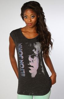 Chaser The Elton John Stare Drape Back Tee in Black