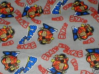 Free Style Fat Albert on Gray Flannel Cotton Fabric