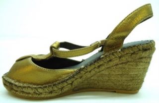 Eric Michael Womens Panna T Strap Sandal Bronze Leather Size 35 EU