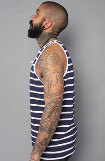 All Day The Striped Henley Tank Top in Navy White