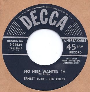 Ernest Tubb Red Foley No Help Wanted 2 Youre A Rral Good Friend Decca