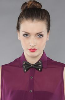 Harlett The Spiked Black Leather Bowtie