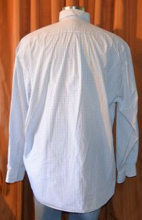 Faconnable Long Sleeve Blue White Brown 100 Cotton Checkered Shirt