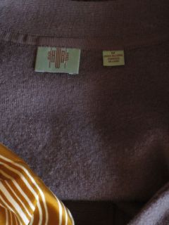 Anthropologie HWR Gray Silk Scarf Ruffle Boiled Wool Cardigan Sweater
