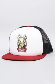 RVCA The Deer Head Trucker in Red Grease Black White