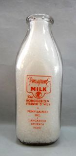 vintage Glass Quart Pensupreme VitaminD Milk Bottle Duraglas