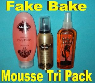 Fake Bake Self Tanner Mousse Tripack w Polish Smoothie