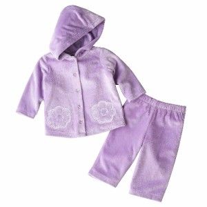 Girls First Moments Floral Chenille Hooded Jacket Pant Set Sz 3 Months