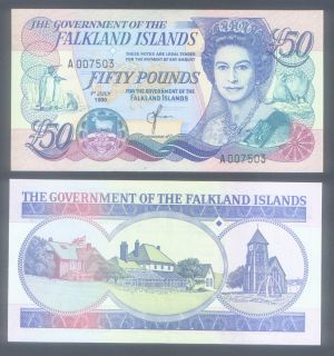 Uncirculated Falkland Islands £ 50 Fifty Pounds Note Scowpm 16 Dated