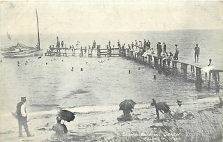 MA Falmouth Casino Bathing Beach mailed 1910 T67969