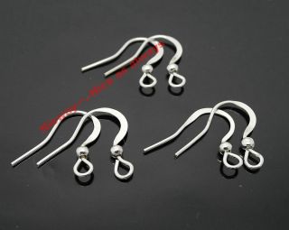wholesale 100 Pcs Silver Plated Metal Earring Finding Hooks 15mm